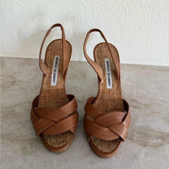 Manolo Blahnik Rancio Brown Leather Sandals Heels & Dust Bag Size 35 EU / 5 US - Picture 3 of 15